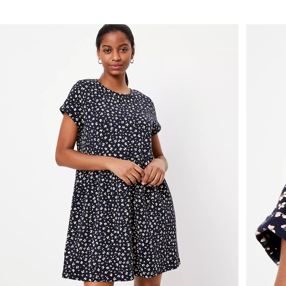 LOFT Blue and White A-line Mini Dress